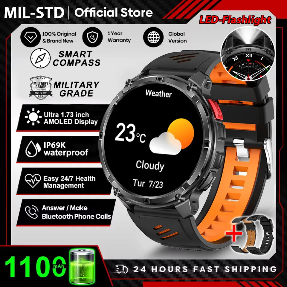 New T-Rex3 Ultra 1100mAh Battery Smart Watch GPS Track Compass IP69K Waterproof Sports tracker Outdoors Military Smartwatches - Acros
