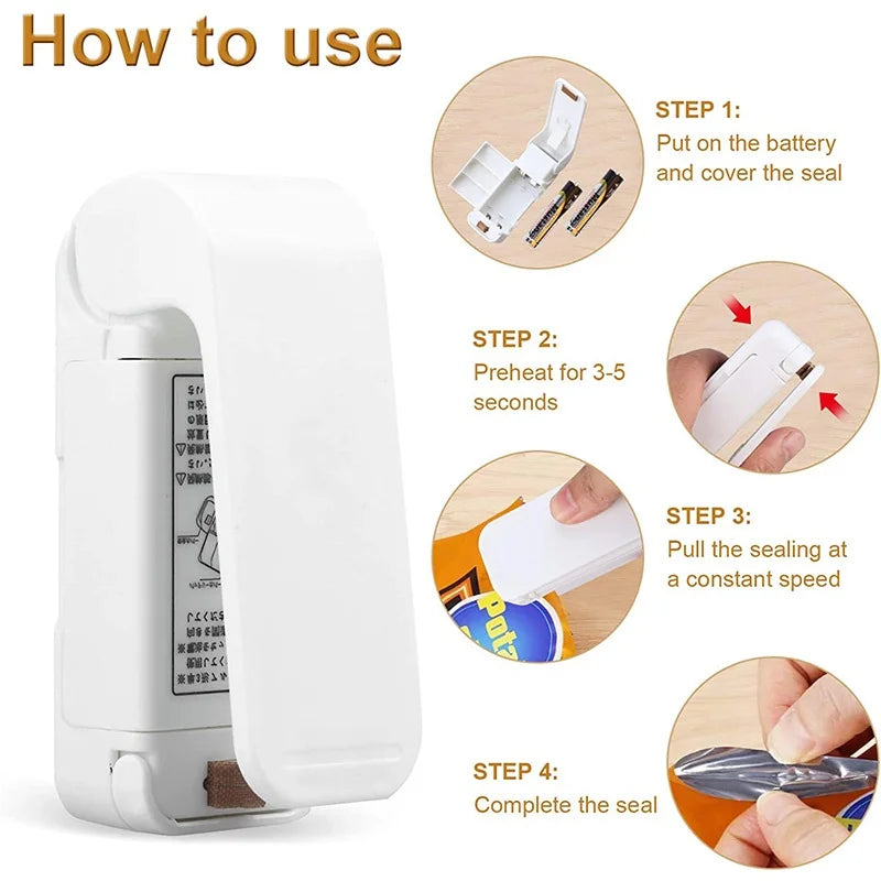 Mini Hea Bag Seal Machine Package Sealer Bags Thermal Plastic Food Bag - Acros