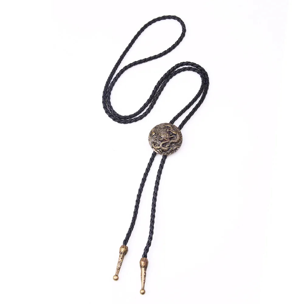 Vintage Cowboy Jazz Hat Alloy mens bolo tie Men Women Leather Rope Long Necklace Sweater Chain shirts Bolo Tie Men Accessories