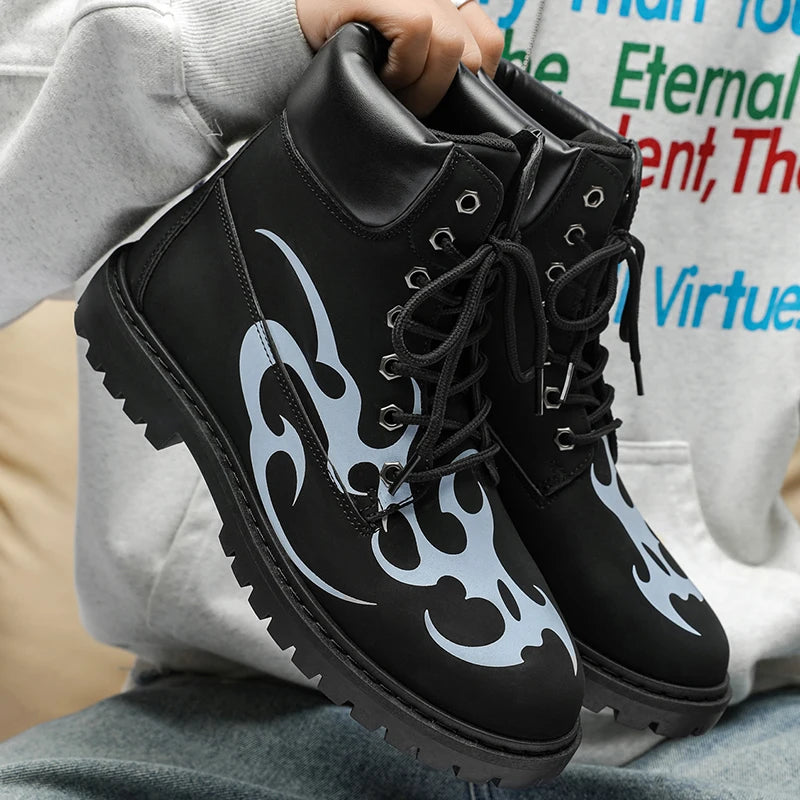 Ansoff men's British style leather ankle boots with a sleek, high-quality finish, suitable for motorcycle or fashion wear.