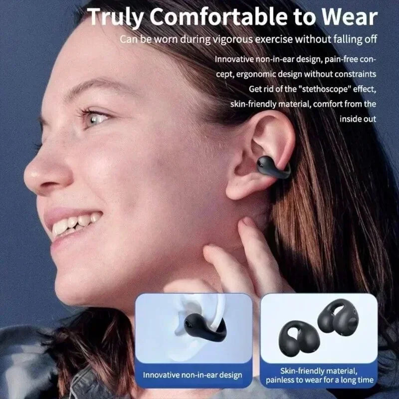 Ansoff T75 Bone Conduction Wireless Bluetooth 5.3 sports earphones with waterproof design and HiFi sound quality.