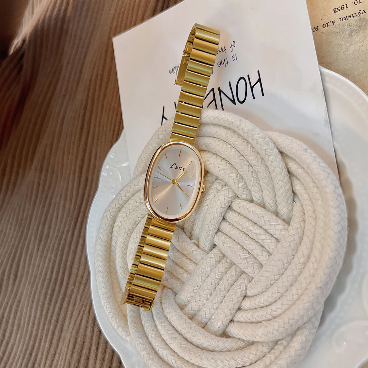 1pc New Fashionable Women's Watch With Gold Bracelet, Vintage & Luxury Ins Style, Elegant & Versatile Quartz Watch ladies watch - Acros