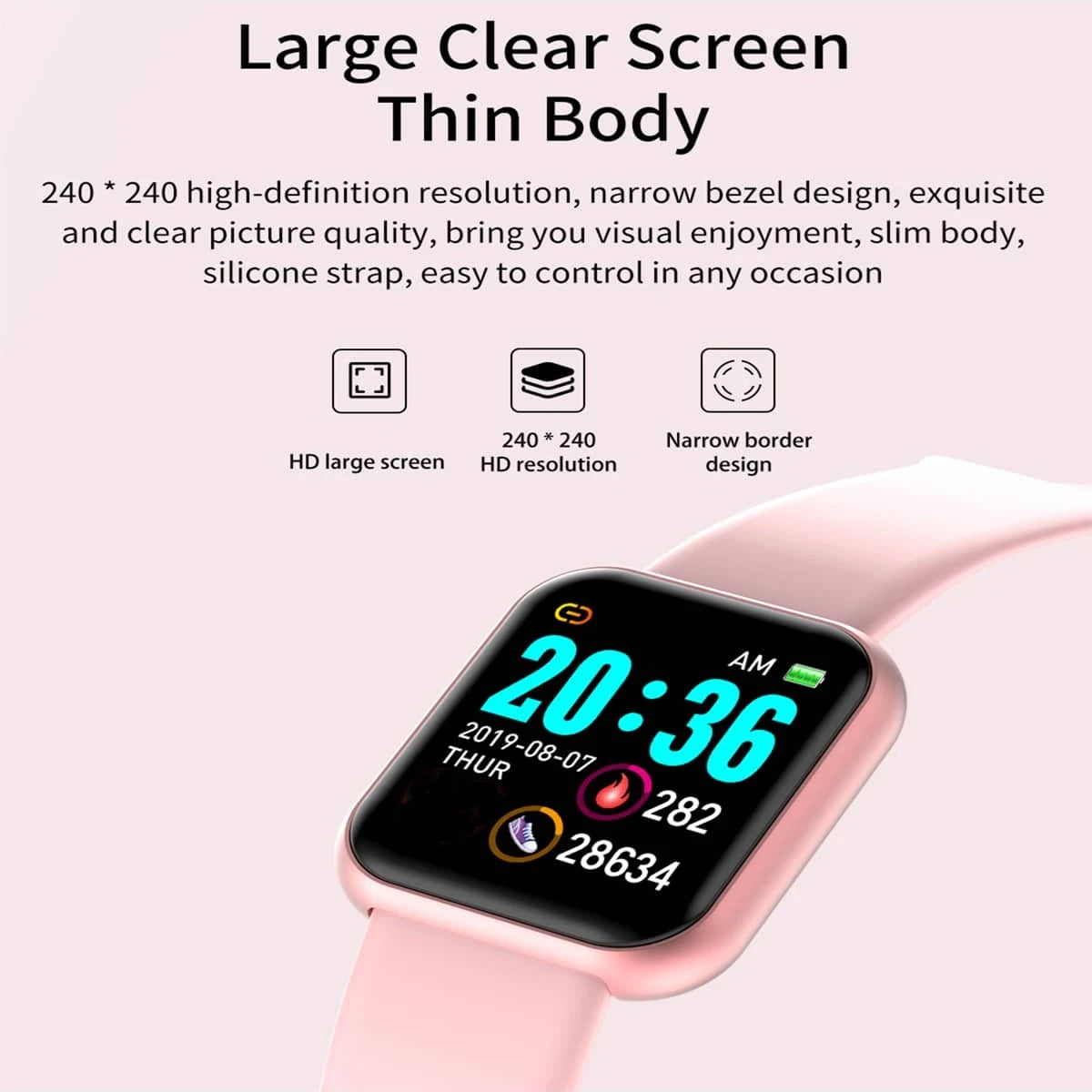 Ansoff D13 smartwatch with a sleek black band, showing a digital display of time, fitness stats, and notifications.