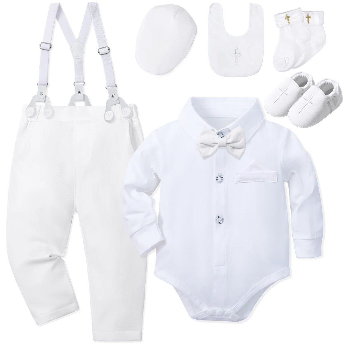 Baby Boys Baptism Outfits Infant Christening Church Blessing Suit Newborn Easter Birthday Party Girft White Clothes Set