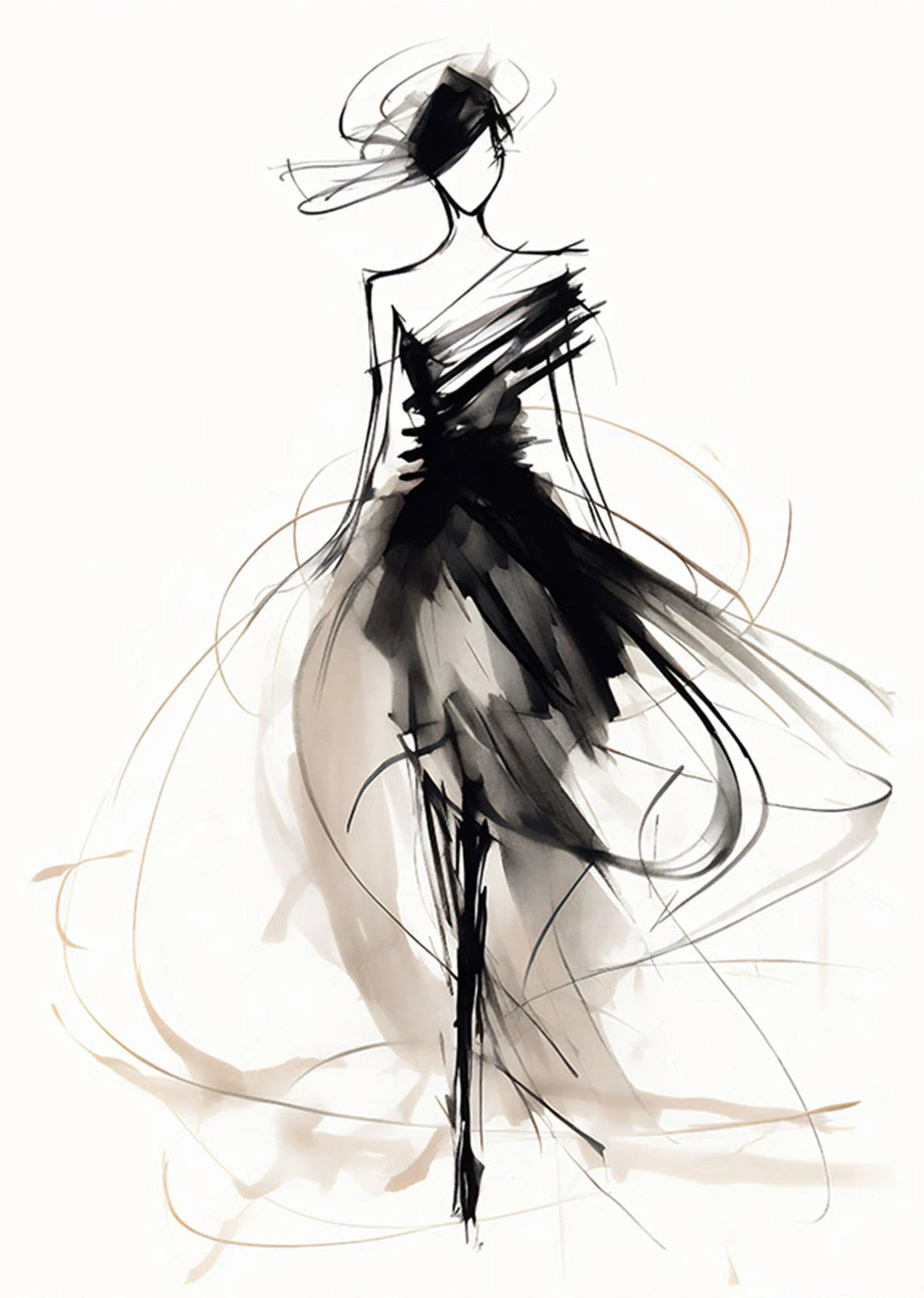 Fashion Design Sketch Abstract Woman Line Drawing Poster Print Canvas Painting Wall Art Picture for Living Room Home Decor Gift