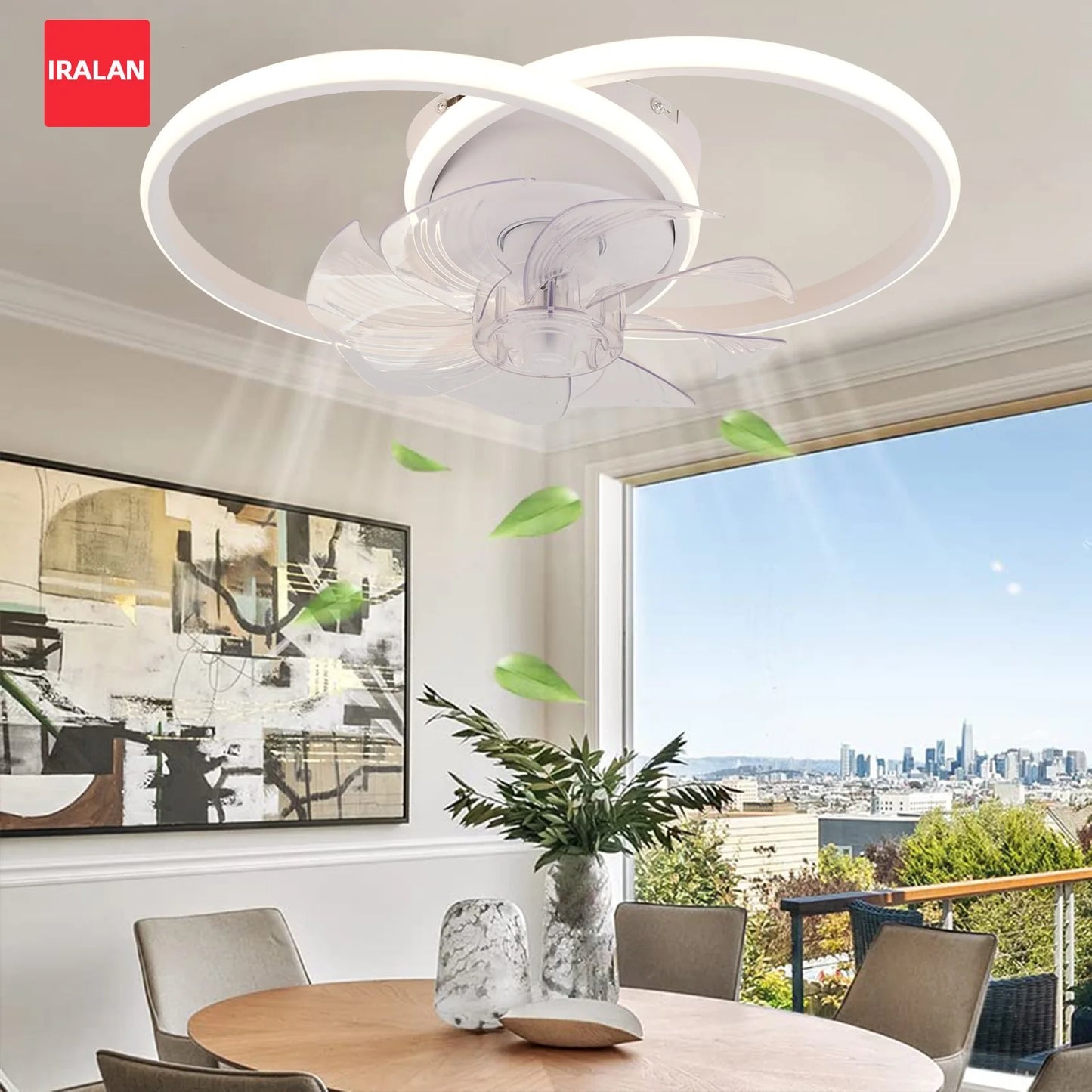 Smart Electric Fan Ceiling Light Fixture Energy Saving Ceiling Lamp Fan Reversible Motor Suitable for Summer/Winter 6 Level Fan
