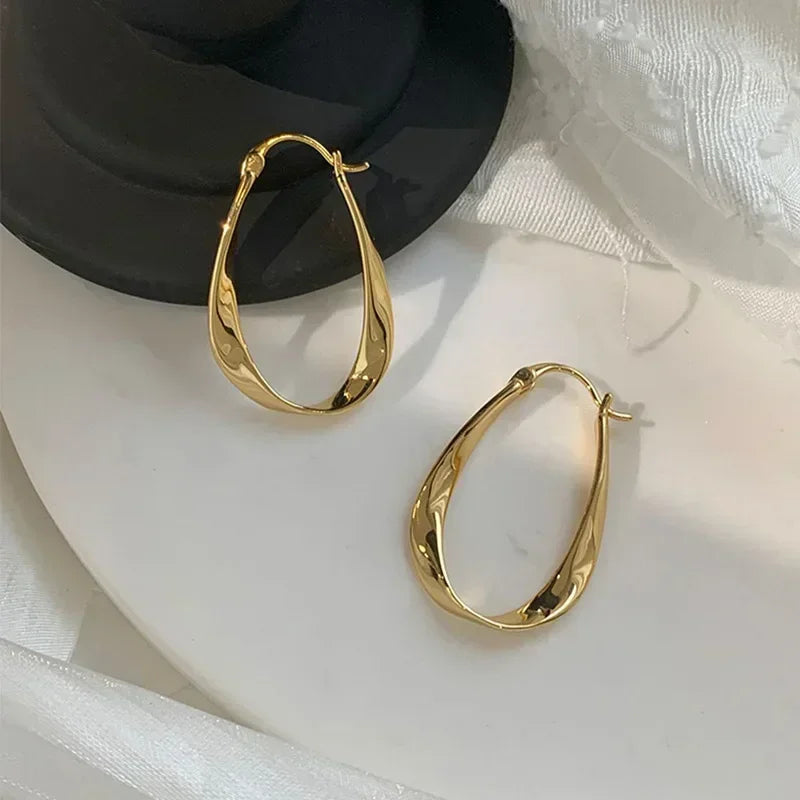 Vintage Geometry Irregular Eardrop Personality Asymmetry Dripping Oil Earrings for Women Fashion Daily Commuting Jewelry Gifts - Acros