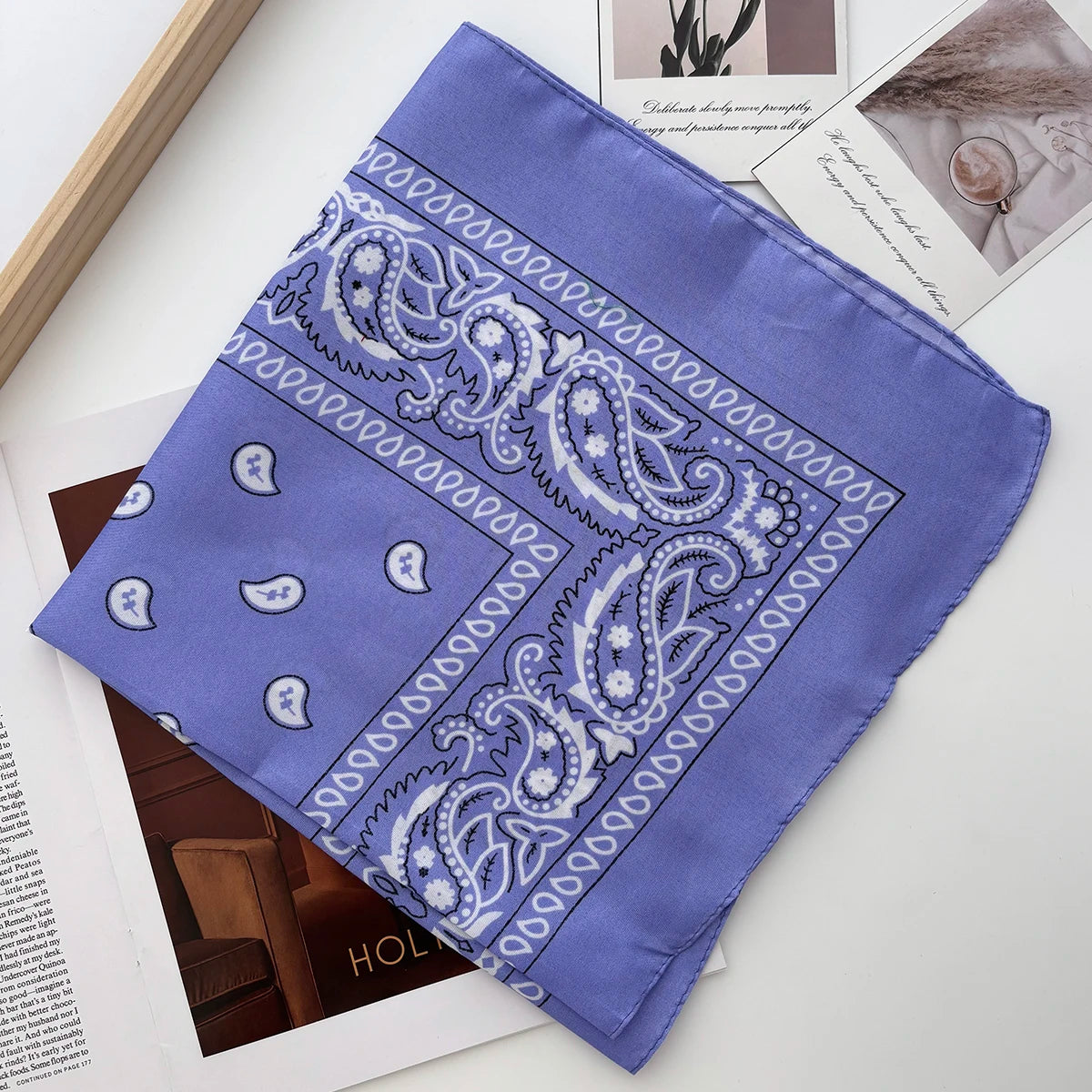 Unisex Ansoff bandana hairband with paisley pattern, versatile head wrap, wrist accessory, and square scarf for men and women.