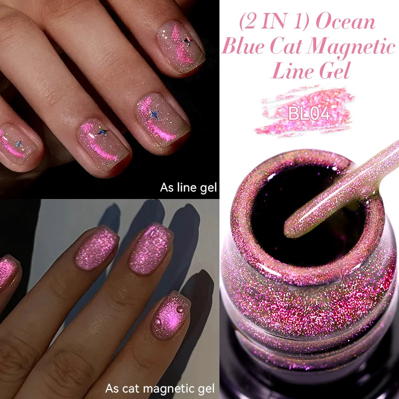 LILYCUTE 5ML Champagne Gold Reflective Glitter Liner Gel Nail Polish Bright Sparkling French Semi Permanent Nail Painting UV Gel
