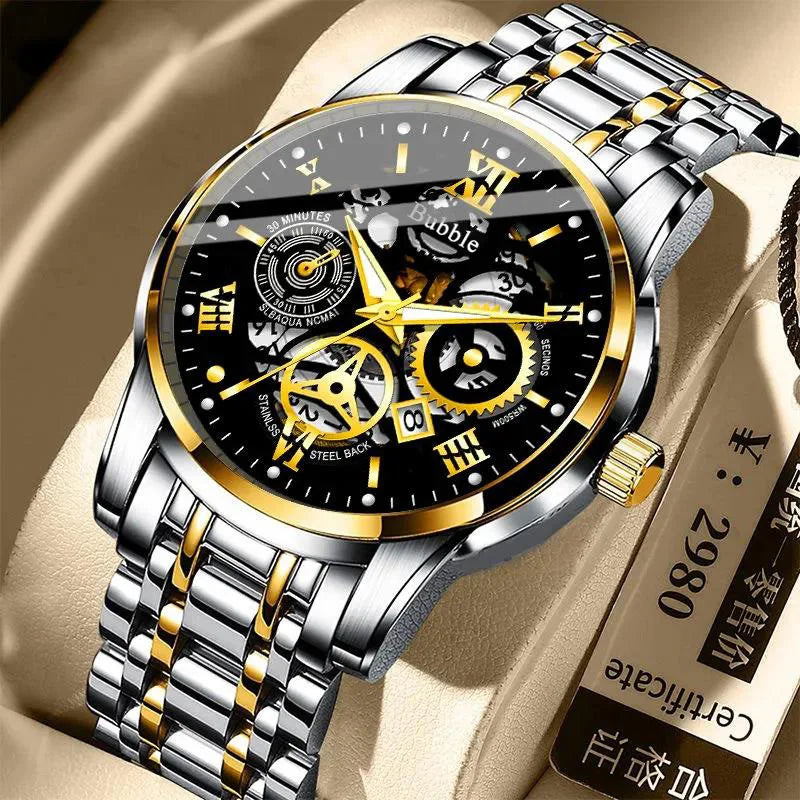 UTHAI L93 Multi functional luxury quartz watch, fashionable and high-end luxury men's watch, Roman hollow design clock