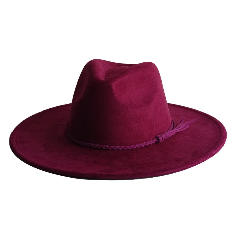 Ansoff Malachite Green suede fedora hat with wide brim, suitable for men and women, stylish autumn winter felt hat.