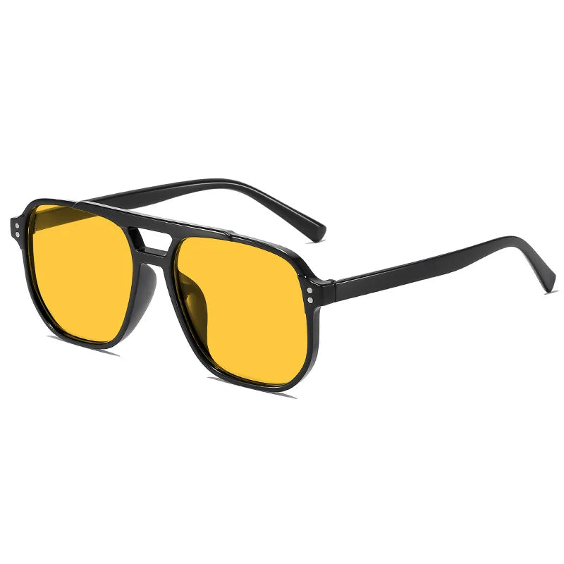 Vintage Men Women Big Sunglasses Men Square Shades Brand Designer Unisex Sun Glasses Black Lense Male Female Sunglasses UV400 - Acros