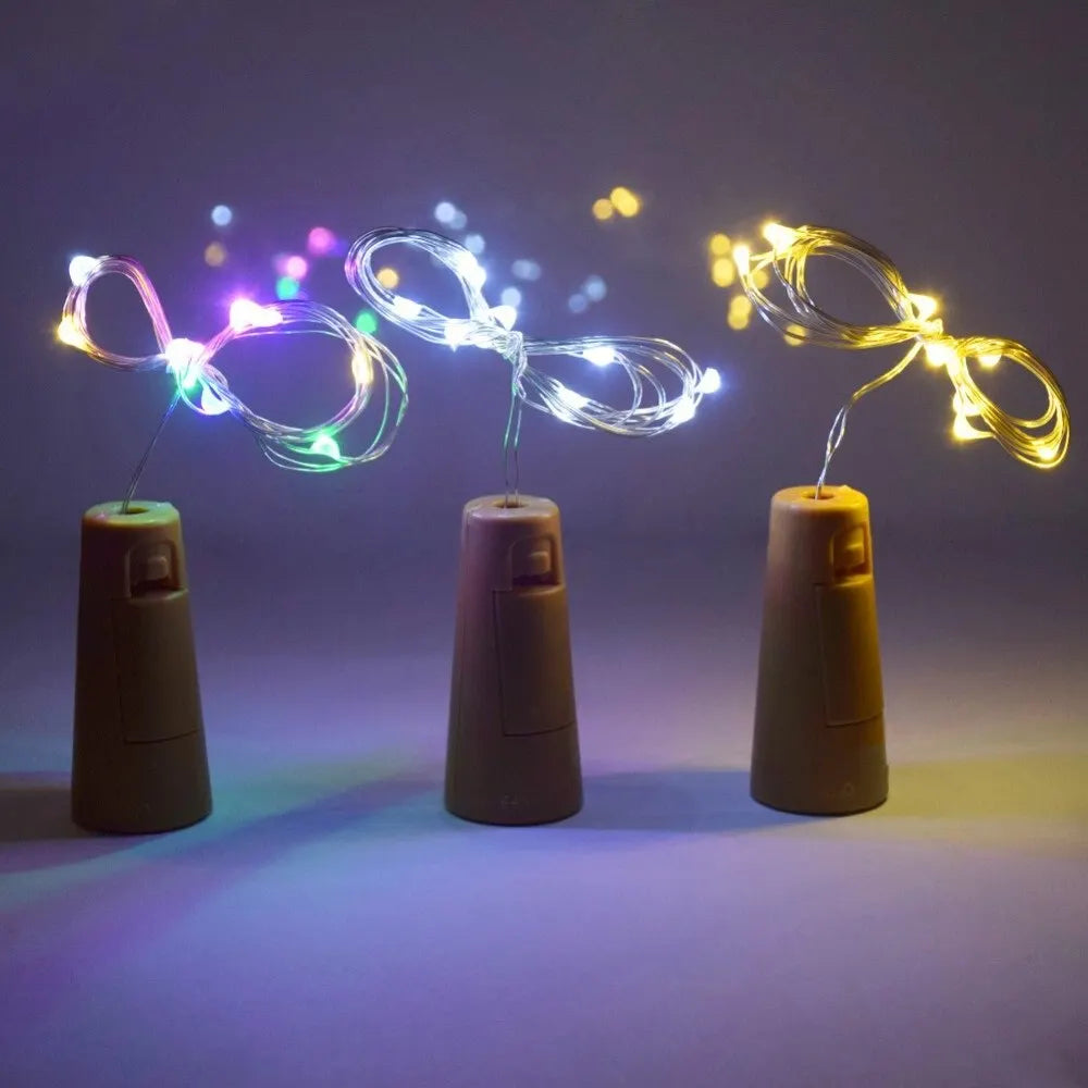 Bar LED Wine Bottle Cork 2M String Lights Christmas Decoration Led Lamp Bottle Fairy Lights Holiday Copper Wire Lights String - Acros