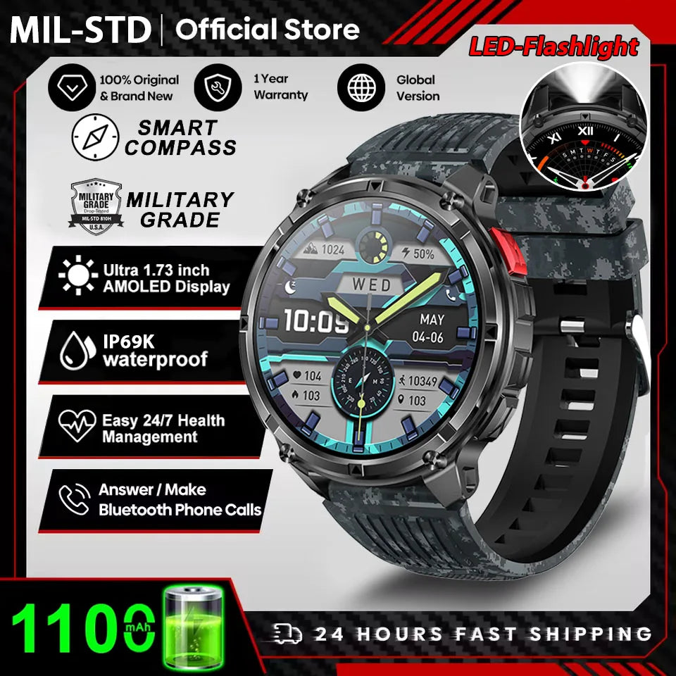 New T-Rex3 Ultra 1100mAh Battery Smart Watch GPS Track Compass IP69K Waterproof Sports tracker Outdoors Military Smartwatches - Acros