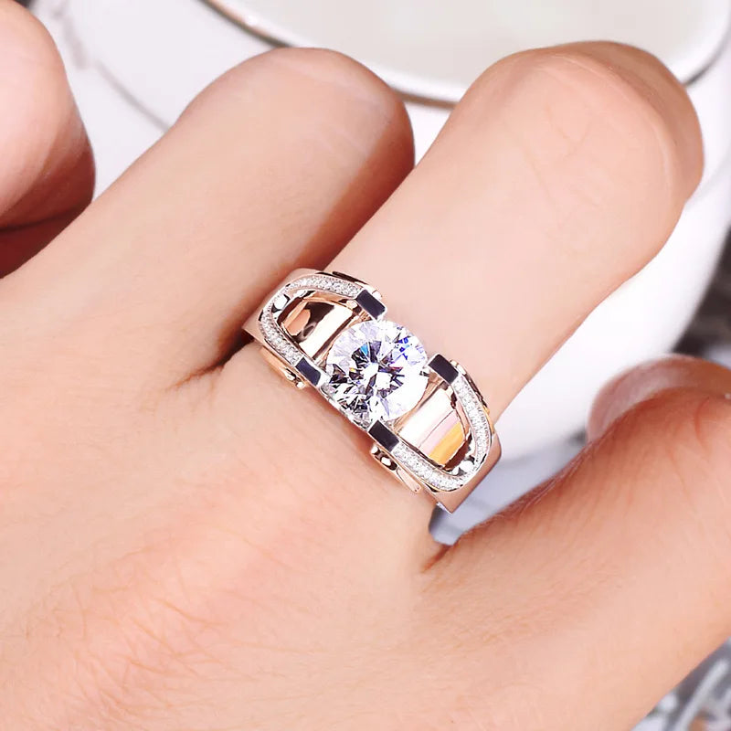 ZY New Jewelry Ornament's Ring 2 Karat Two-Color Ring Personality Atmosphere Man's Ring Luxury Jewelry