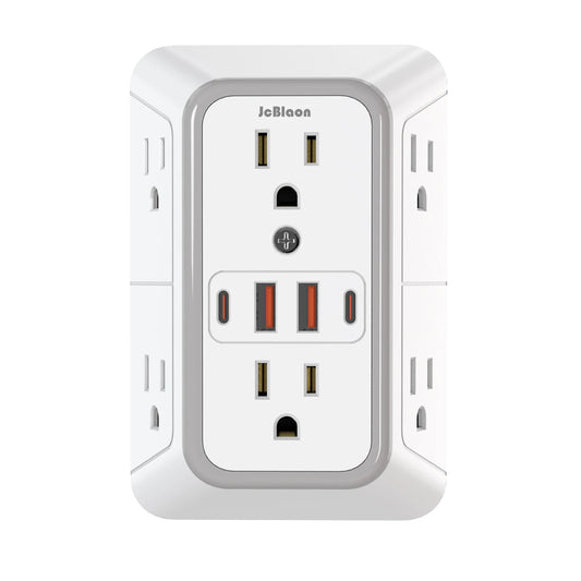 US Plug Power Strip with 6 AC Outlets 4 USB Port(2 Type C), Multi Socket Wall Socket Universal Network Filter Fast Charging - Acros