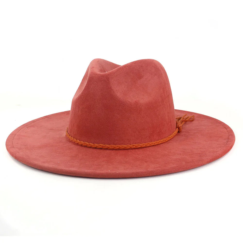 Ansoff malachite green suede fedora hat with wide brim, suitable for men and women, stylish autumn winter felt headwear.