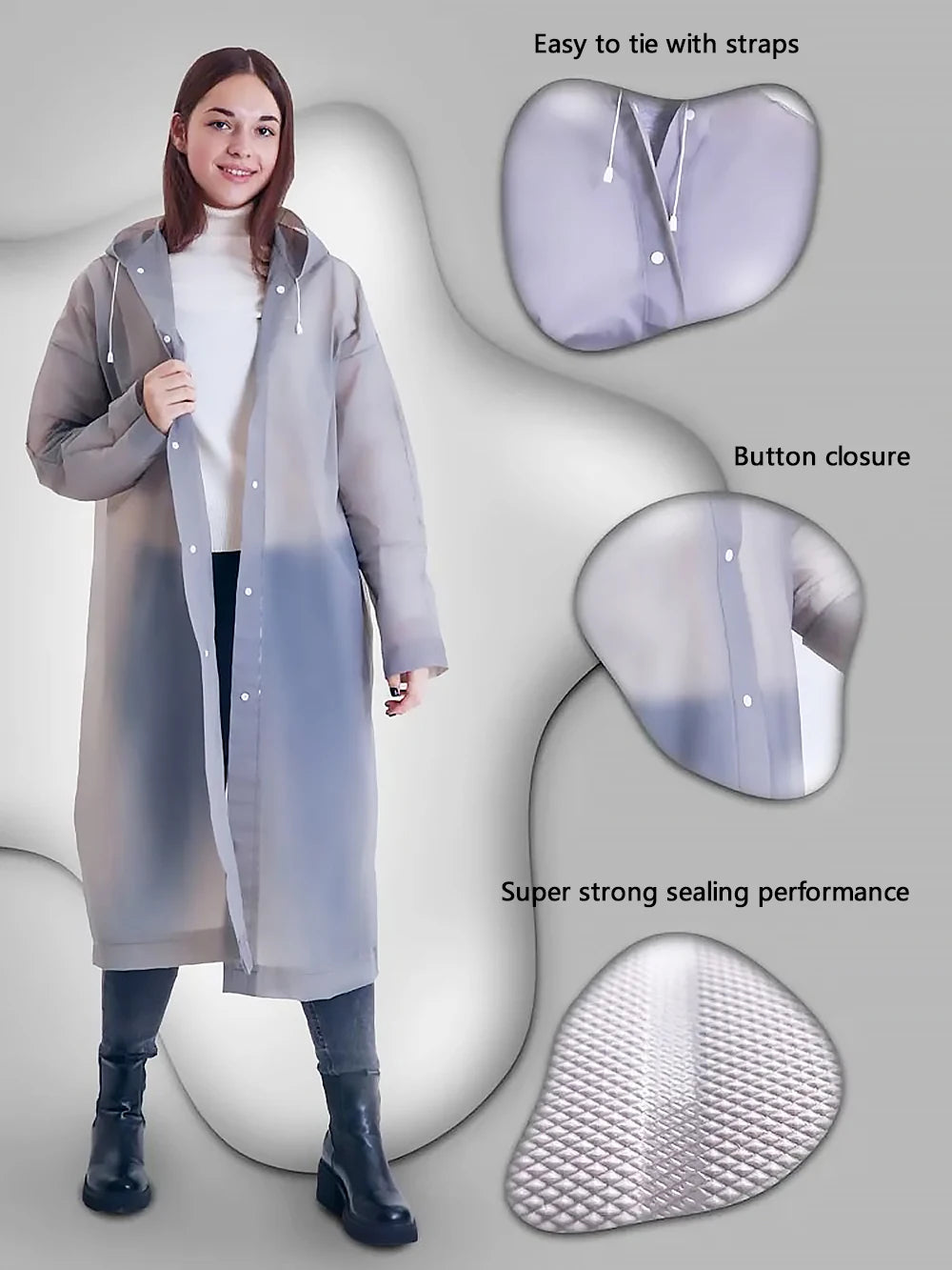 Thick drawstring EVA raincoat, outdoor travel and fishing raincoat, portable long waterproof one-piece raincoat