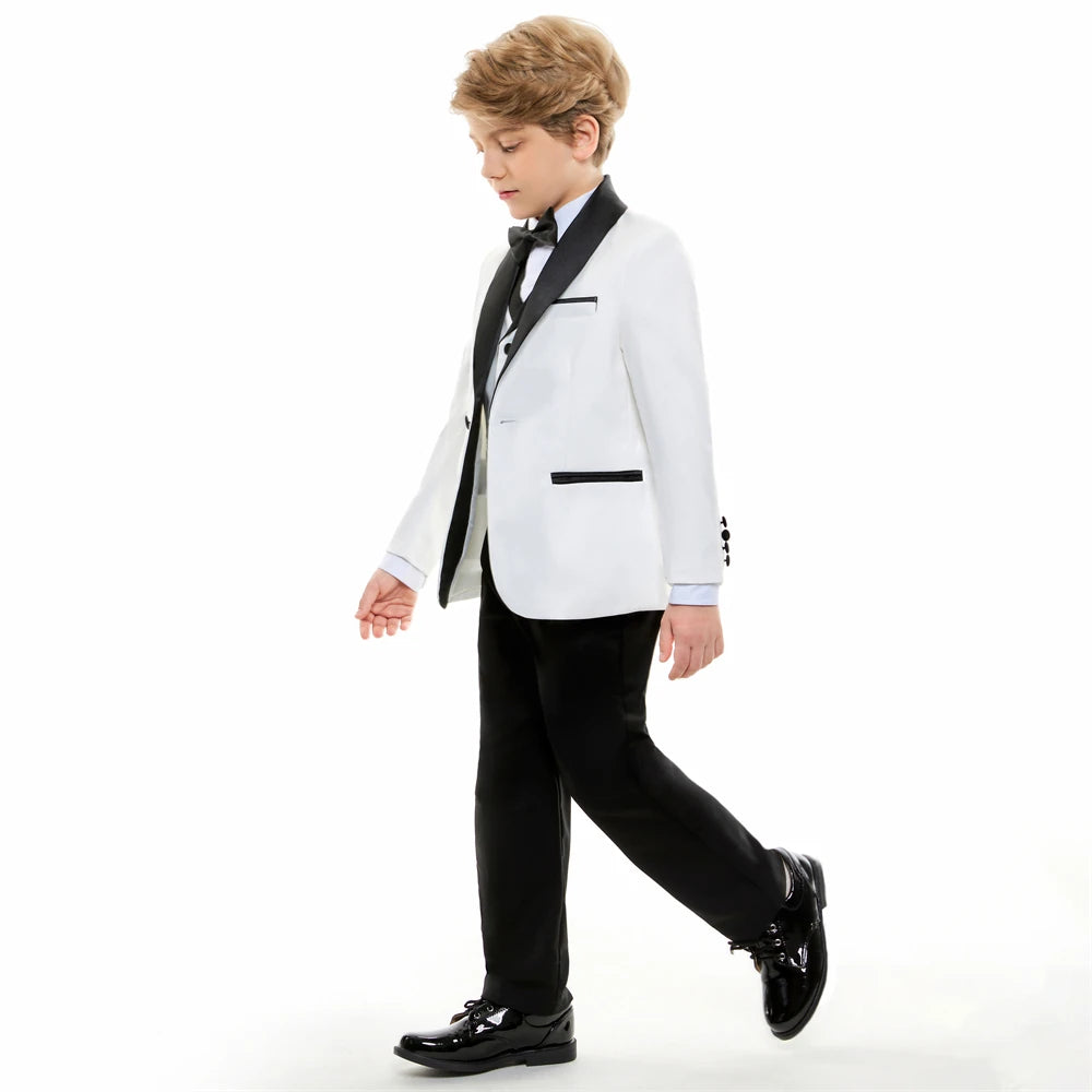 Ansoff stylish slim fit boys' suit set with blazer, vest, and pants, ideal for formal occasions like weddings and prom.
