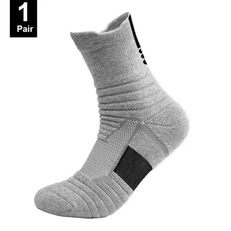 Ansoff men's anti-slip football socks, breathable cotton sport socks in black, short and long tube styles for soccer and basketball.