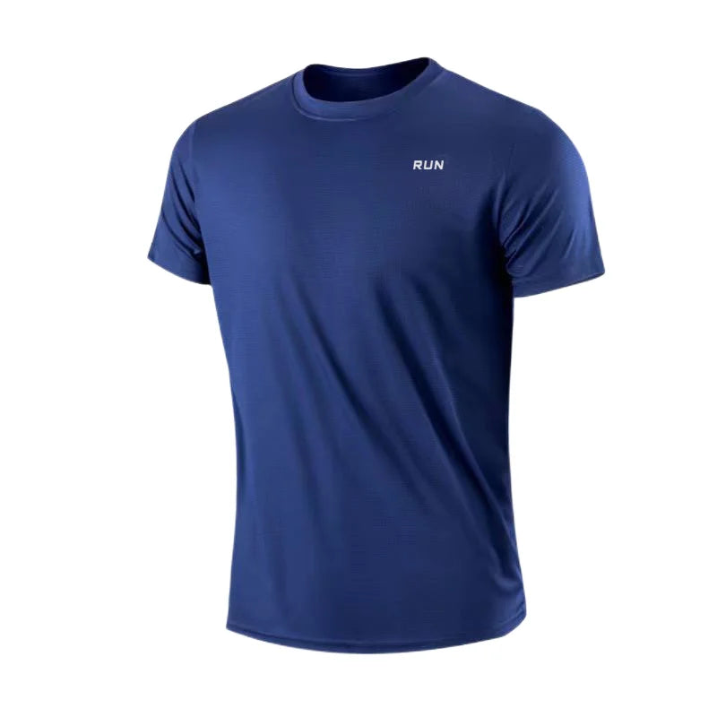 Men's Quick Dry Short Sleeve Gym Running Moisture Wicking Round Neck T-Shirt Training Exercise Gym Sport Shirt Tops Lightweight - Acros