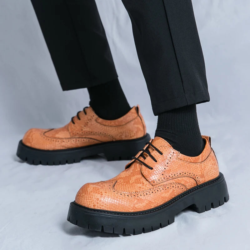 Ansoff men's luxury brogues with thick soles, elegant design, suitable for weddings, parties, and sophisticated occasions