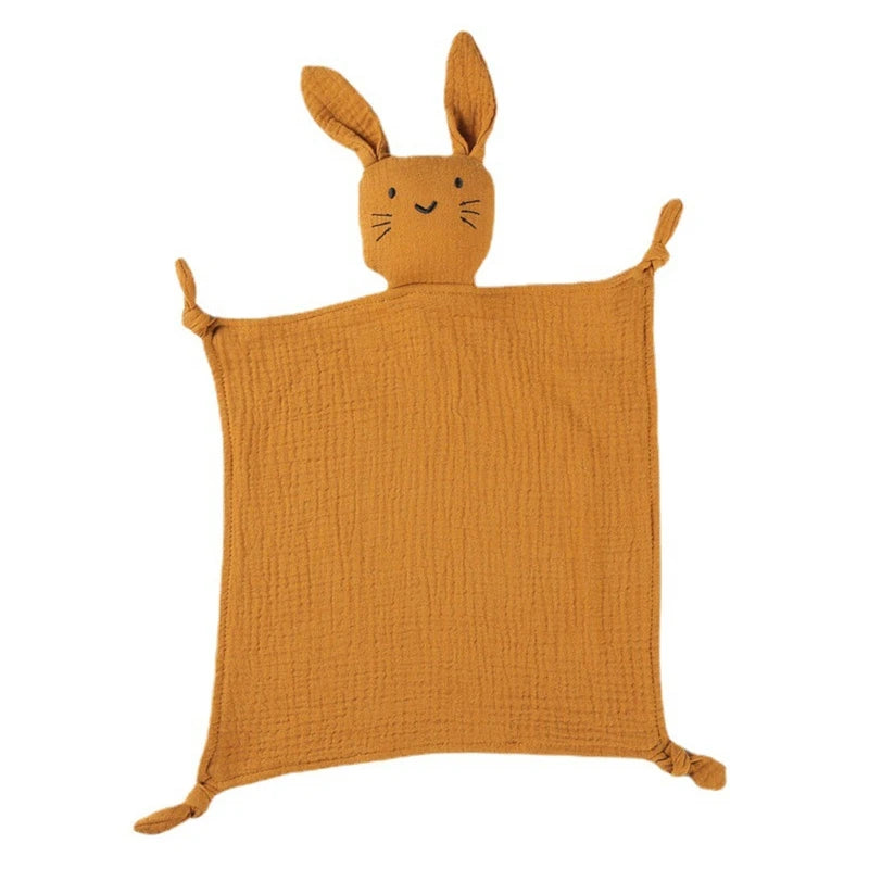 Soft gauze baby soothe blanket and bib set by Ansoff featuring a cute rabbit design, ideal for cuddling, teething, and comfort.