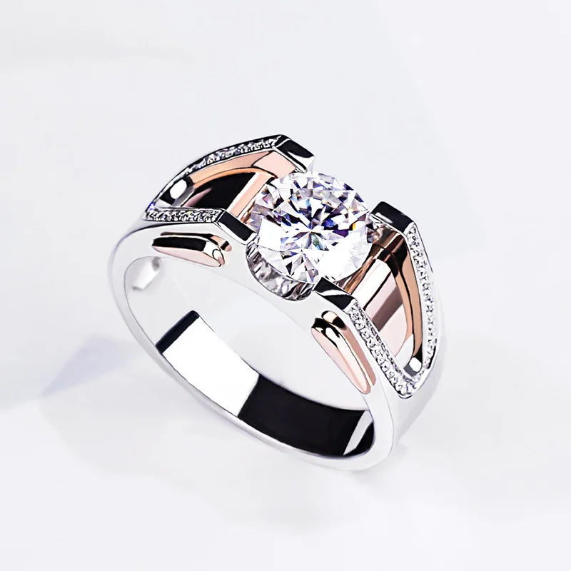 ZY New Jewelry Ornament's Ring 2 Karat Two-Color Ring Personality Atmosphere Man's Ring Luxury Jewelry