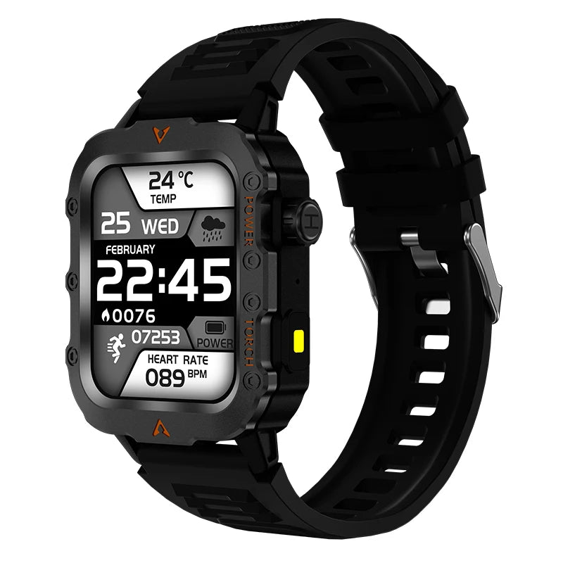 Ansoff waterproof smartwatch with fitness tracker, health monitor, Bluetooth calls, sports design, compatible with iOS and Android.