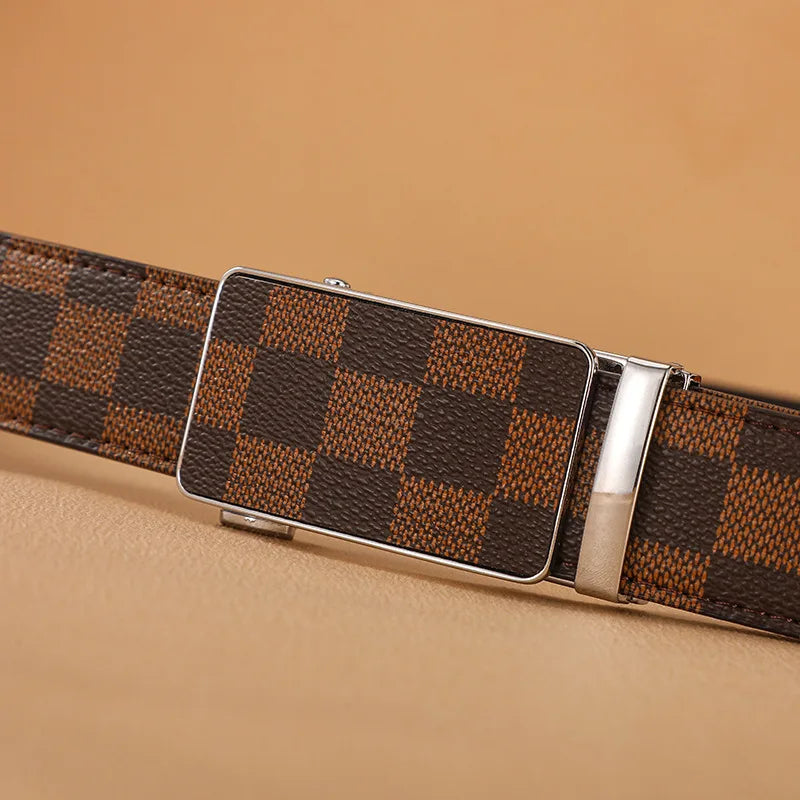 Ansoff men's luxury leather belt with metal buckle, high-quality designer strap for business or casual jeans.