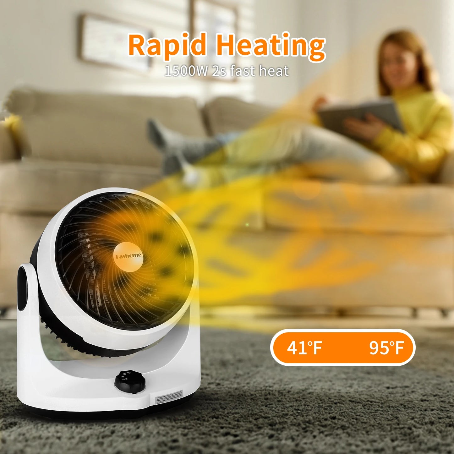 1500W Electric Fan Heater,PTC Ceramic Heating Electric Heaters,Multifunction Air Circulation Fan,Heating & Cooling,Energy Saving