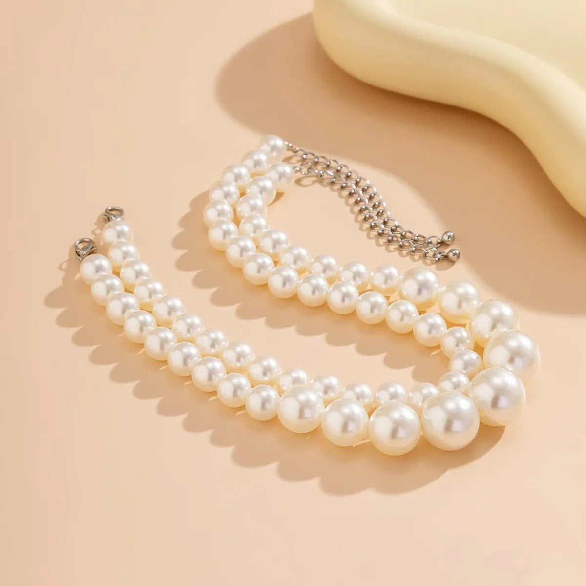 2 pcs set Imitation Pearl Beaded Choker Necklaces Collar for Women 2026 Wedding Bridal Party Jewelry Gift