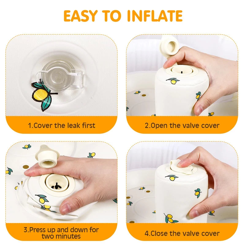 Ansoff inflatable baby sofa for infants 3 months and up, featuring a built-in air pump and soft, supportive seating for babies.