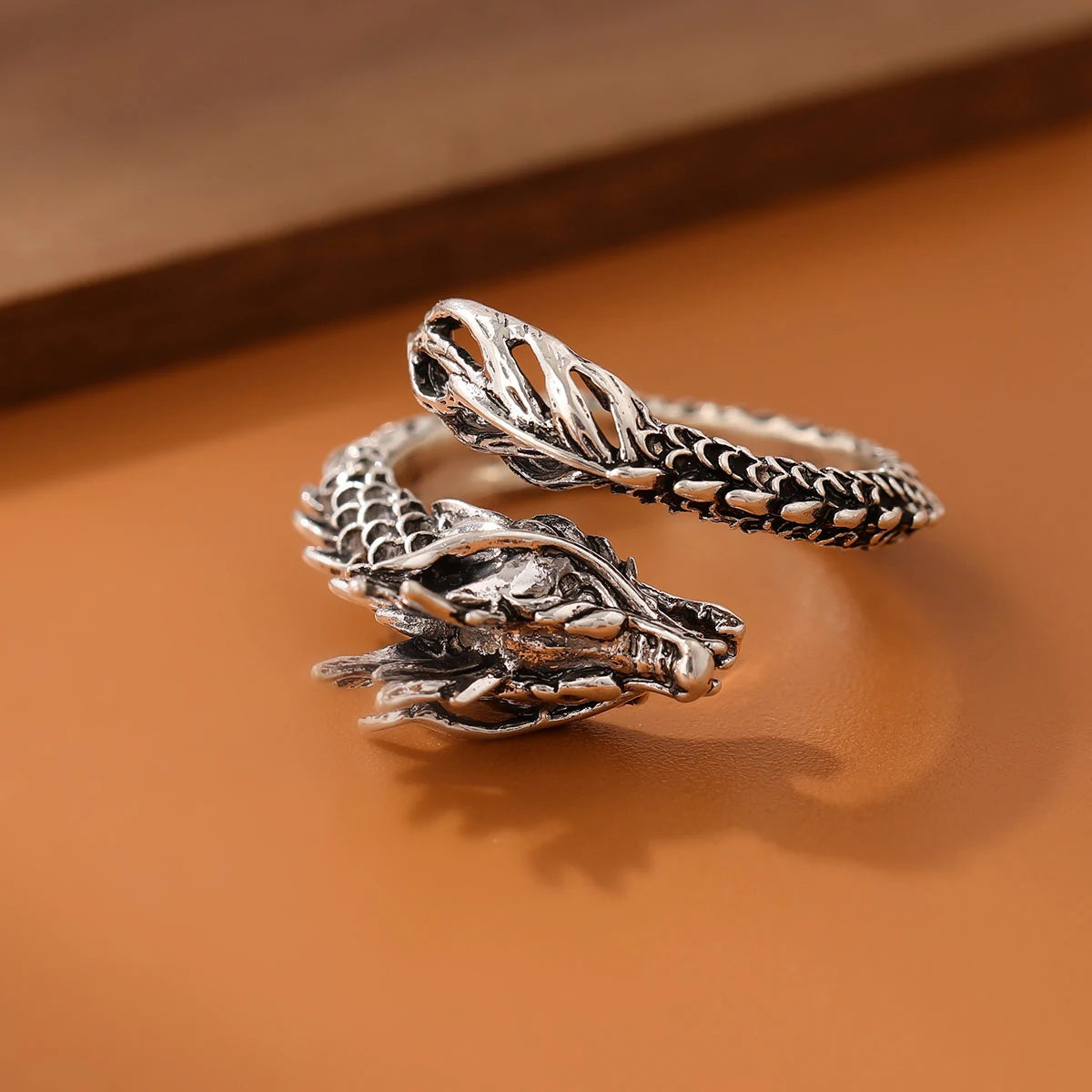 New Retro Thai Silver Domineering Dragon 925 Sterling Silver Jewelry Personality Zodiac Creative Popular Opening Rings   R239