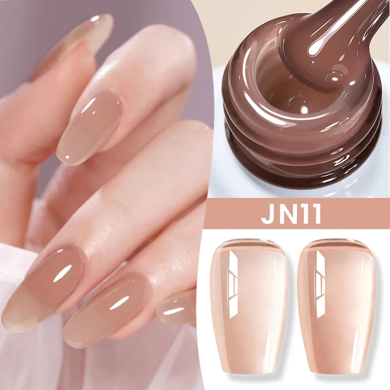 BORN PRETTY Jelly Nude Gel Nail Polish 10ml Light Pink Peach Translucent Color UV Light Cure Gel Varnish Nail Art DIY at Home - Acros