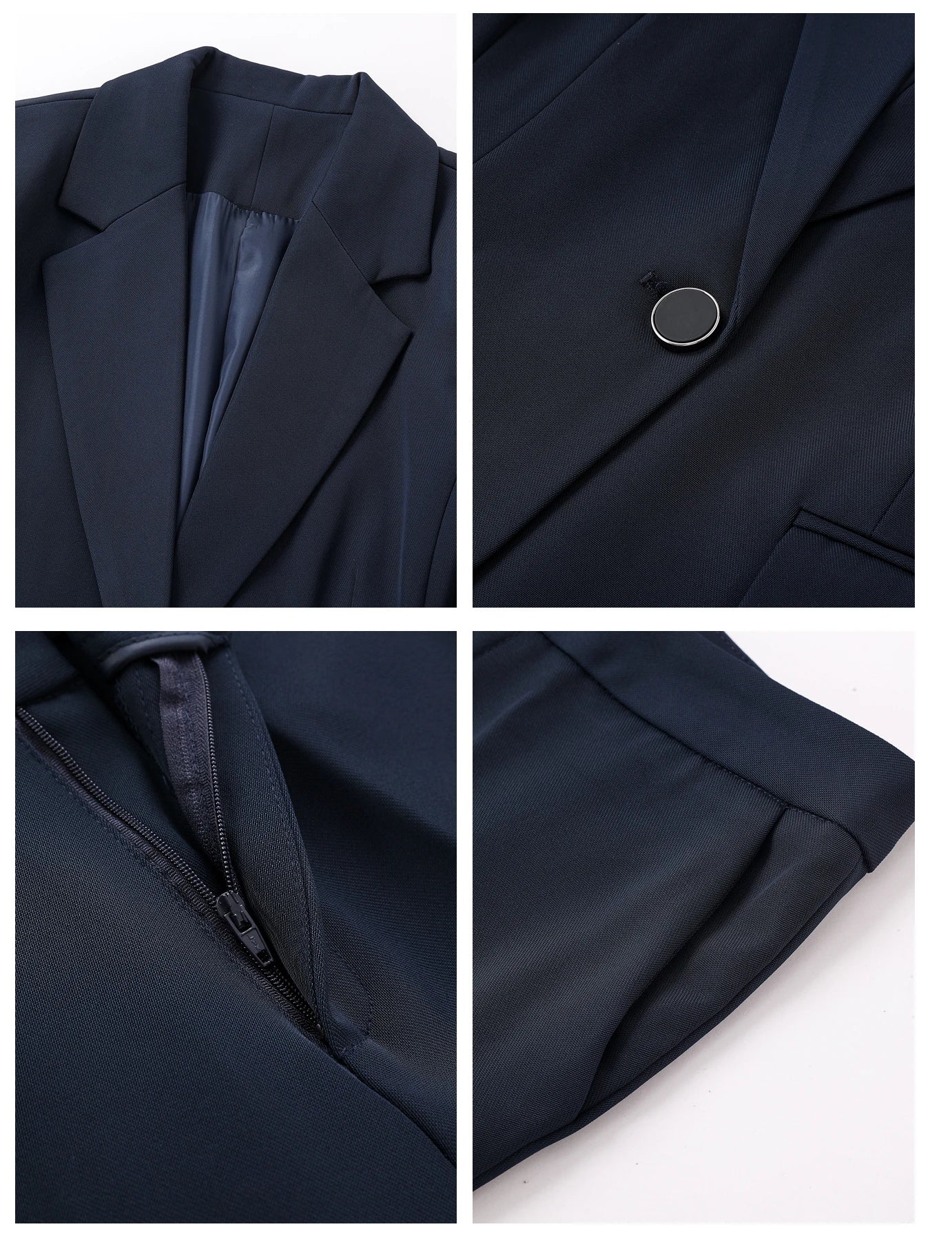 Ansoff single-breasted one-button suit set with slim-fit solid-color blazer and elegant trousers, long-sleeve notch lapel design.