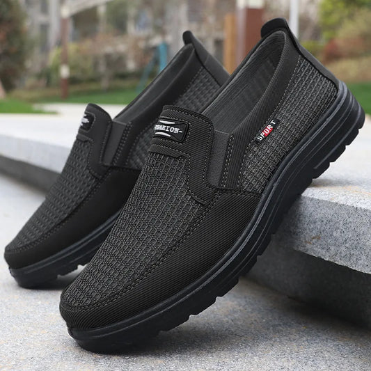Men's Ansoff woven knitted running shoes with breathable fabric, lightweight design, and non-slip sole for outdoor sports activities.