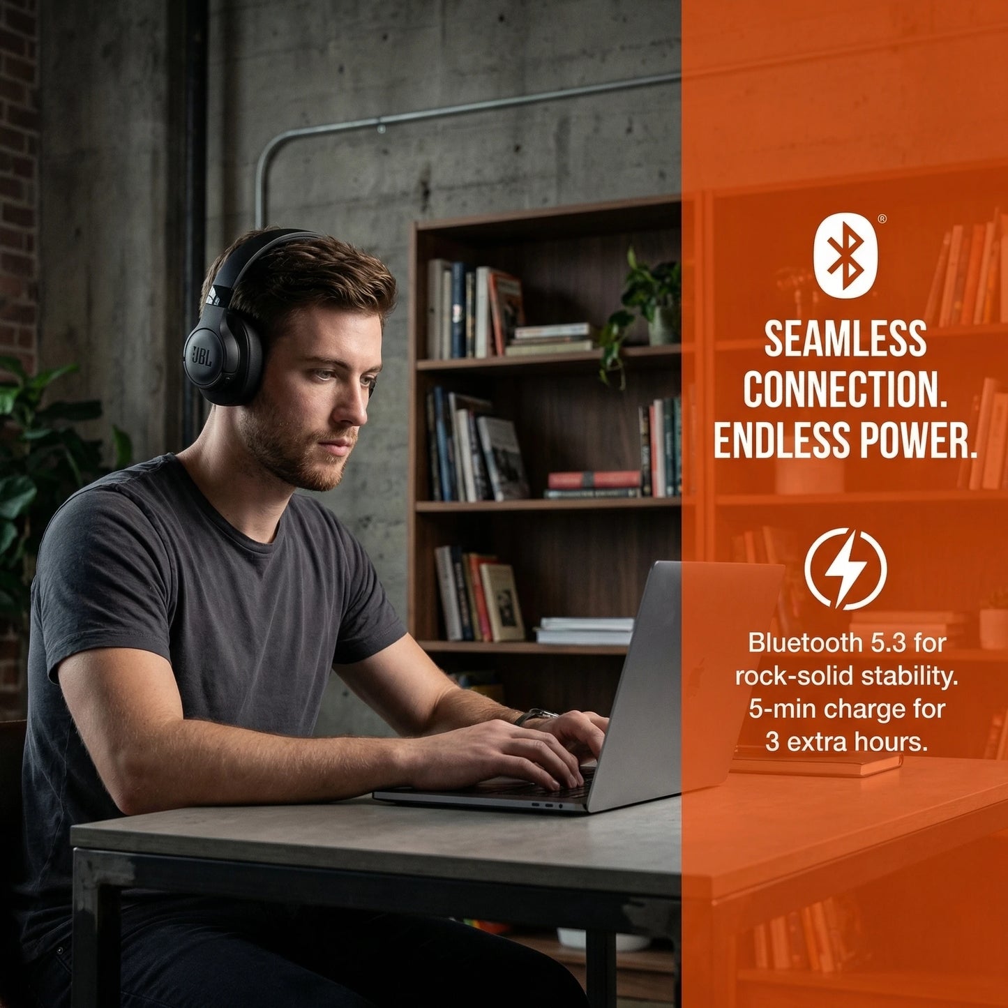 JBL Tune 720BT Wireless Over-Ear Headphones, Bluetooth 5.3, 76H Battery, Pure Bass Sound, Foldable & Lightweight Design