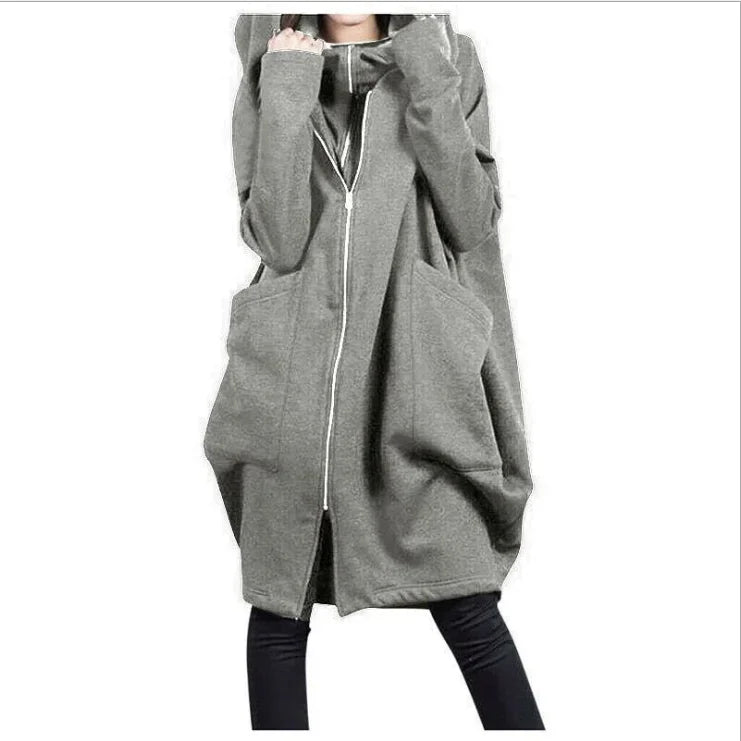 Hoodies Baggy Hooded Sweatshirt for Women Full Zip Up Woman Tops With Zipper New In Loose Harajuku Fashion Outerwears M E Basic - Acros