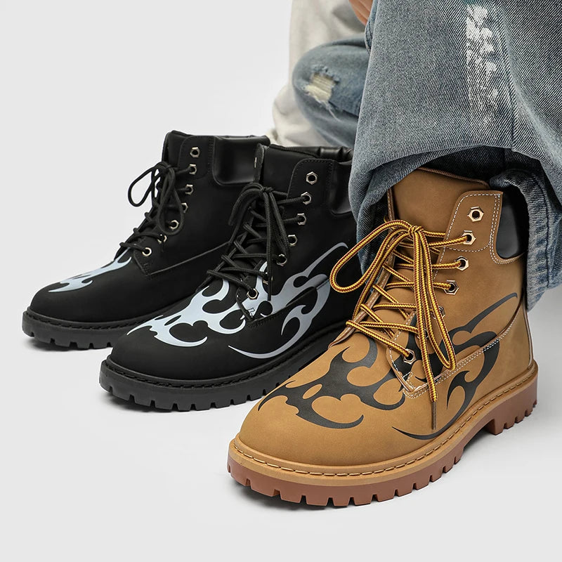 Ansoff men's luxury motorcycle boots made of high-quality leather, British style ankle shoes, unisex design, new fashion footwear.