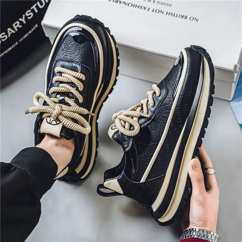 Ansoff men's trendy high-top sneakers with thick soles, breathable soft insoles, and stylish casual sports design.