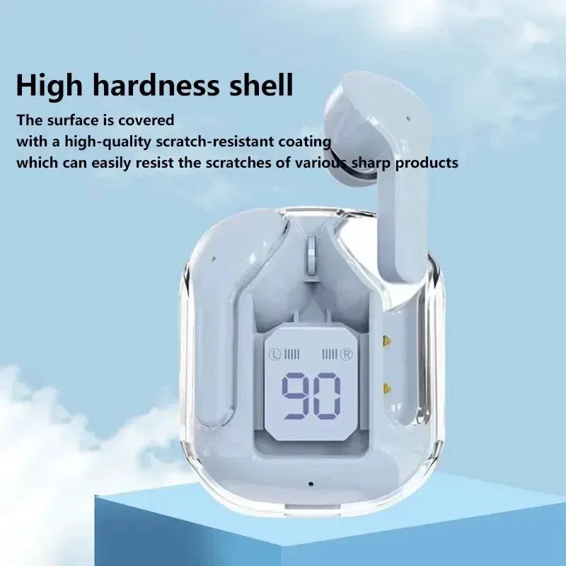 Original T2 Wireless Bluetooth Earphone Transparent HIFI Headphones LED Power Digital Display Stereo Sound Earphones for Xiaomi - Acros