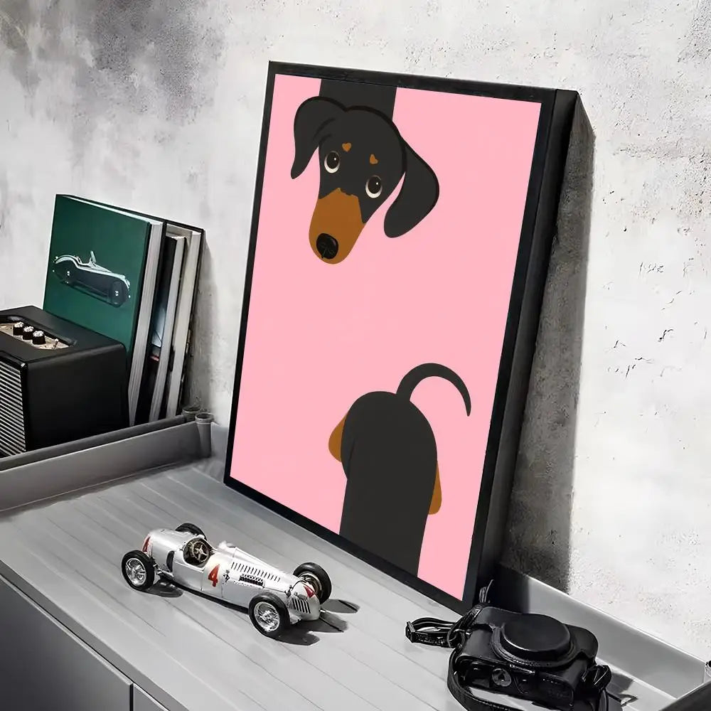Artistic Dachshund Poster HD Art Mural Waterproof Wall Decor Durable DIY Home Decoration for Living Room Bedroom