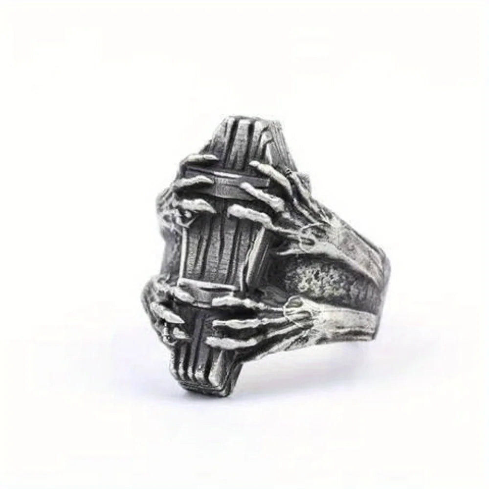 2024 Unique Punk Fashion Personality Retro Style Three-dimensional Ring European Pattern Artificial Ring Jewelry Wholesale