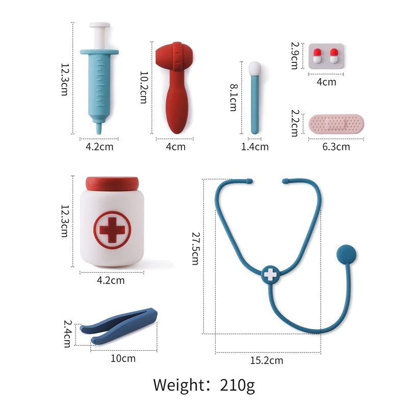Baby silicone doctor toy set by Ansoff featuring pretend medical tools for role play and educational play for children.