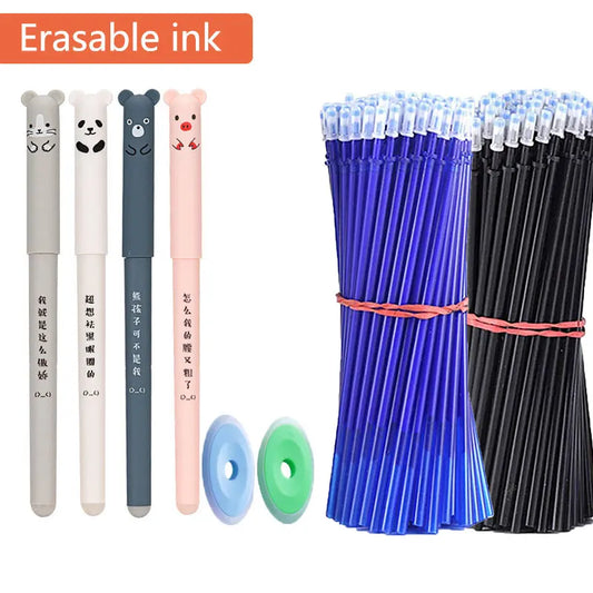 4+2+20 Pcs/Set Kawaii Erasable Gel Pens 0.35mm Waterproof  Blue/Black/Red Gel Ink Stationery School supplies for Office Student