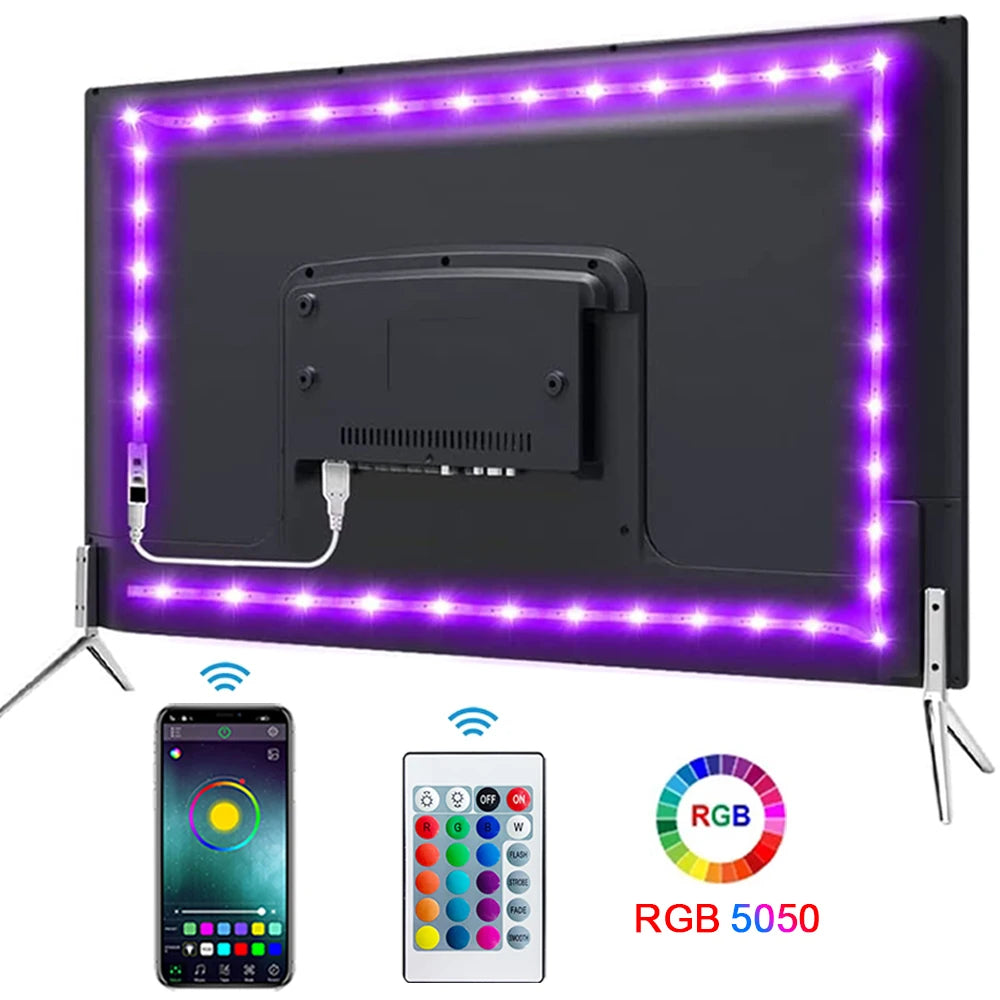 Ansoff LED strip light with 5050 SMD RGB USB tape, flexible self-adhesive RGB lamp for TV and desktop lighting.