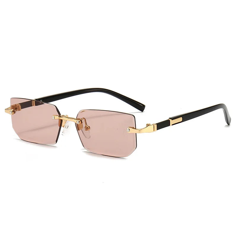 Rimless Sunglasses Rectangle Fashion Popular Women Men Shades Small Square Sun Glasses For Female Male Summer Traveling Oculos - Acros