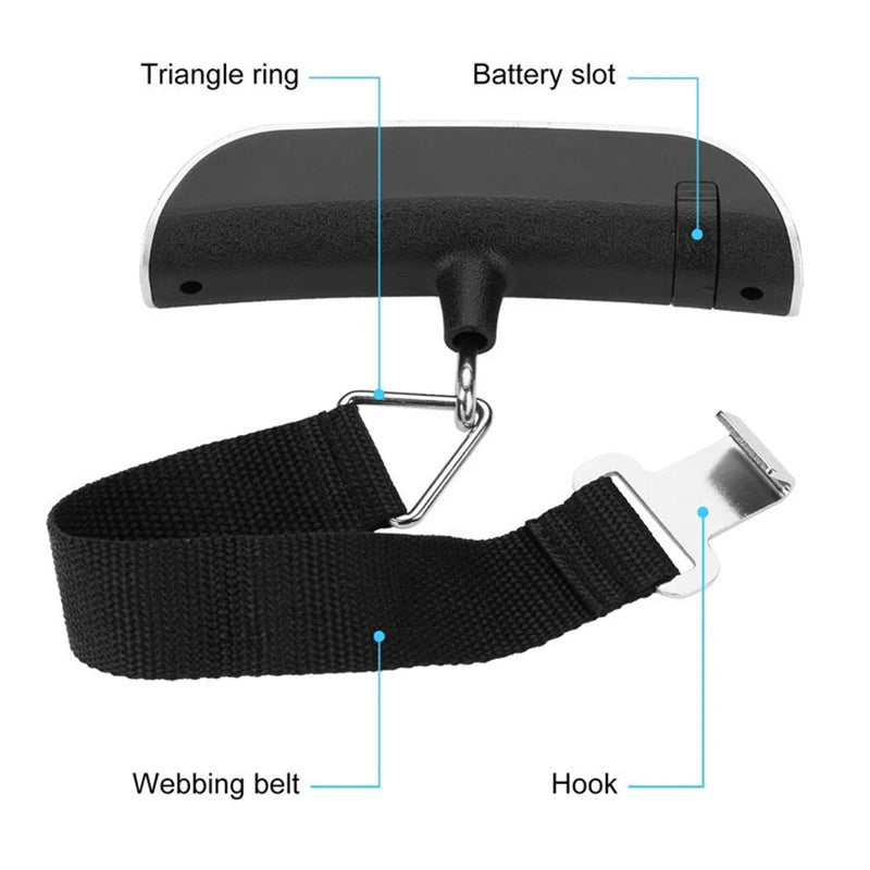 Portable Scale Digital LCD Display 110lb/50kg Electronic Luggage Hanging Suitcase Travel Weighs Baggage Bag Weight Balance Tools - Acros