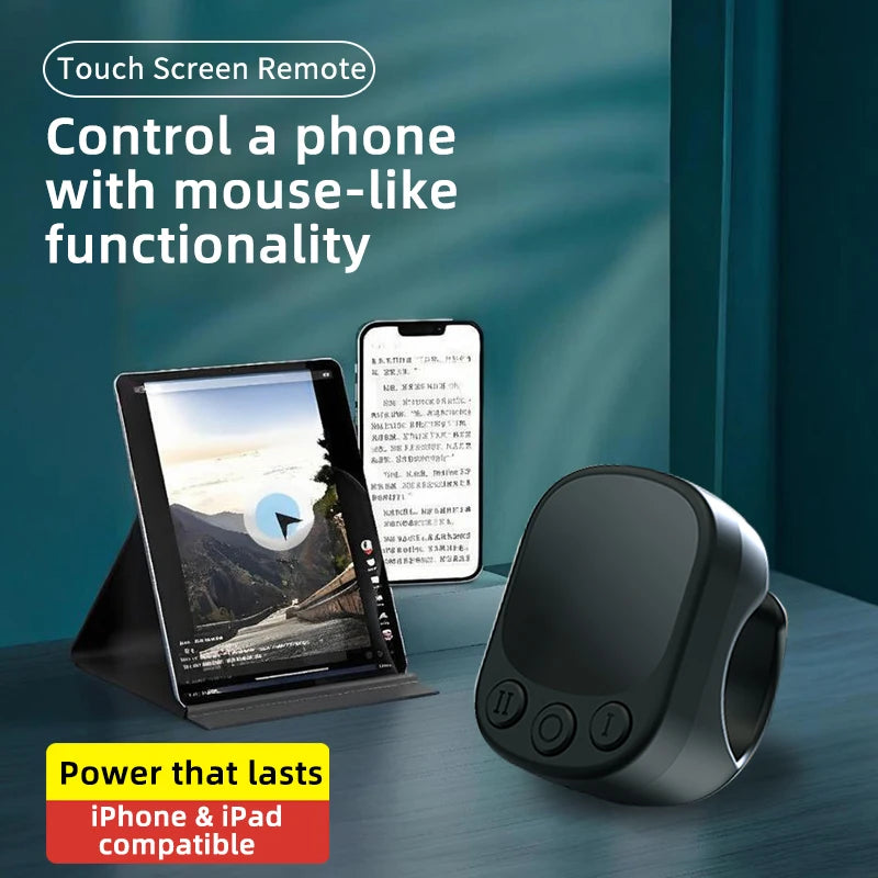 Mouse Ring Remote Control with Touchpad,Smart Automatic Screen Clicker Device，Continuous Clicker，Scrolling Ring Remote Control S - Acros